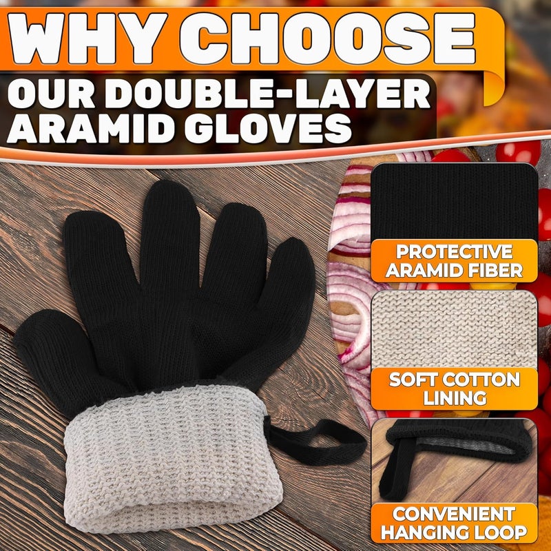 V TOWER Heat Resistant Gloves – Aramid Oven Gloves with Fingers for Cooking & Grilling, Lightweight BBQ Gloves with Cotton Lining, Non-Slip, 9.45"x3.94" Kitchen Mitts for Baking & Frying, Great Gift for Chefs - Image 3